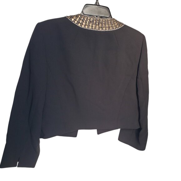 Kasper New Women's Blazer Black Sz. 10 Jewel Collar Animal Print Business Office - Picture 2 of 8